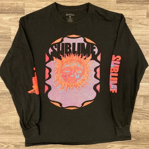 Orange Sublime Distressed Sublime Band Sublime Shirt Urban Sublime Wavy Washed Tee Black Fashion Nova